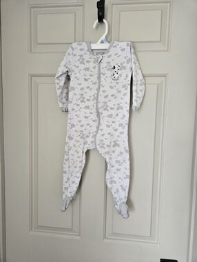 Tuffy Gray & White Baby Footed Dalmation Print  Sleeper